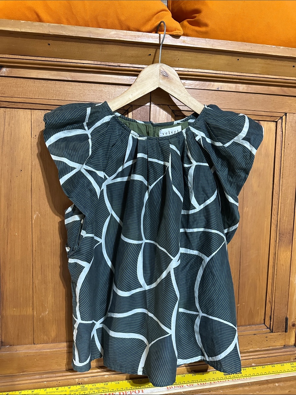 Velvet Black & White Abstract Circle Girls' Blouse